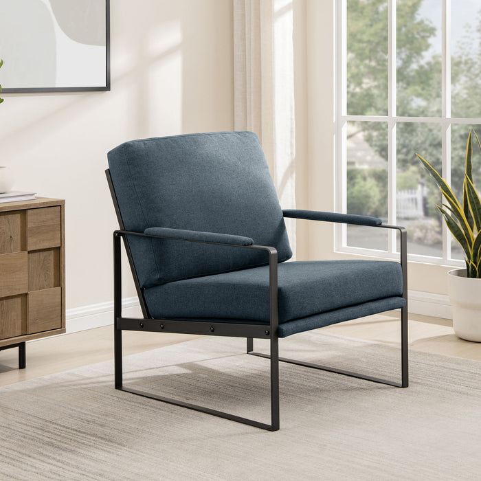 Contemporary Square Metal Frame Accent Chair