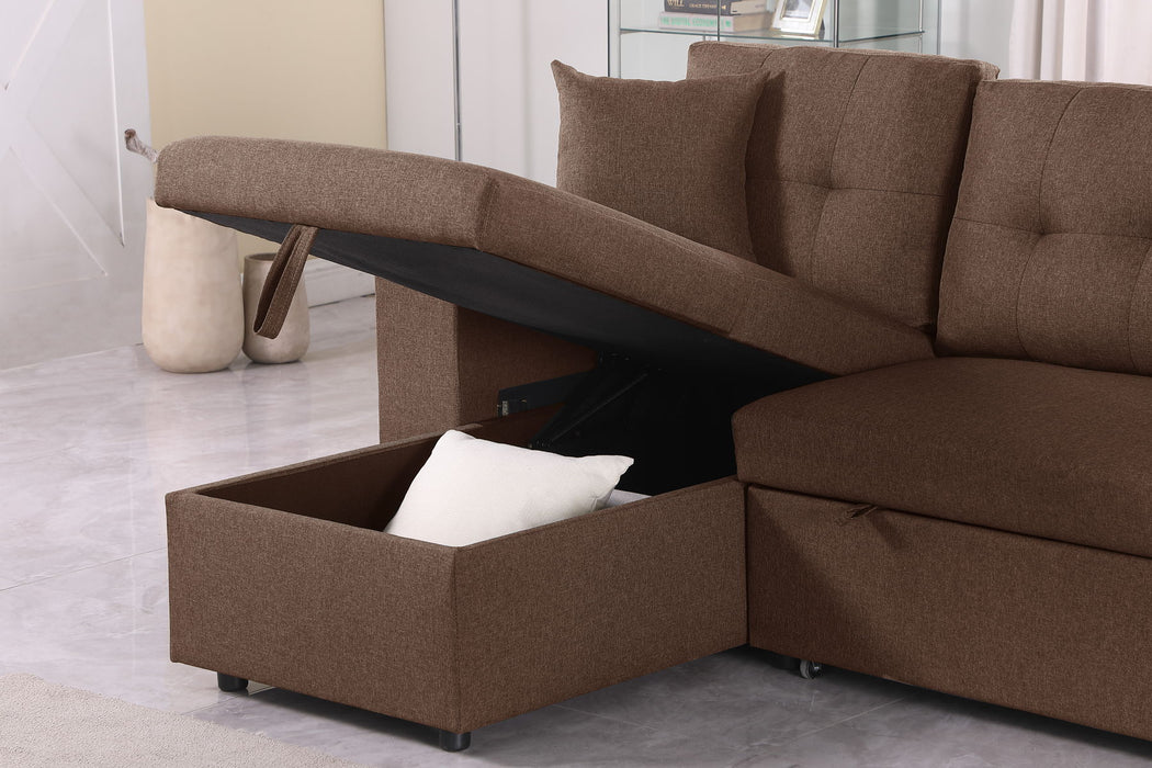 Daniel - Upholstered Reversible Sectional With Pull Out Loveseat