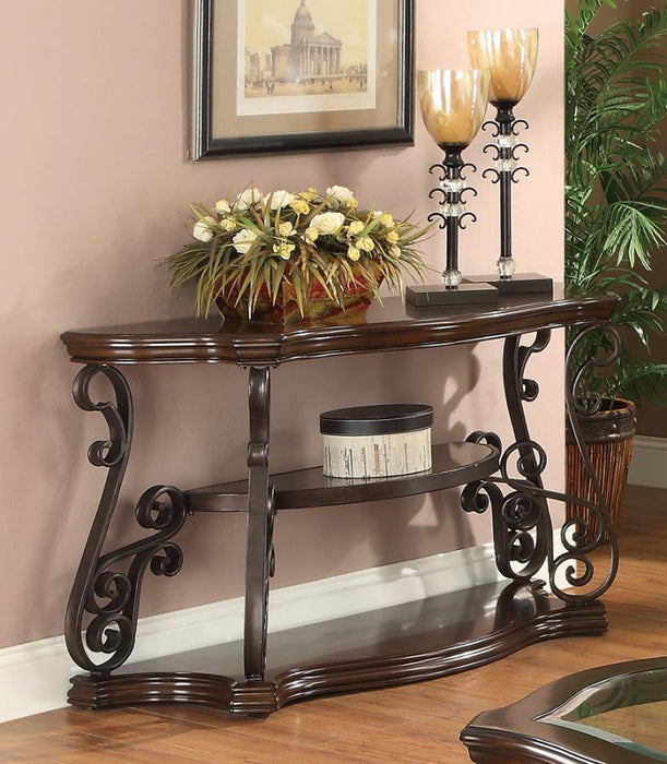 Living Room :traditional Occasional Tables - Sir Rawlinson Sofa Table Deep Merlot And Clear