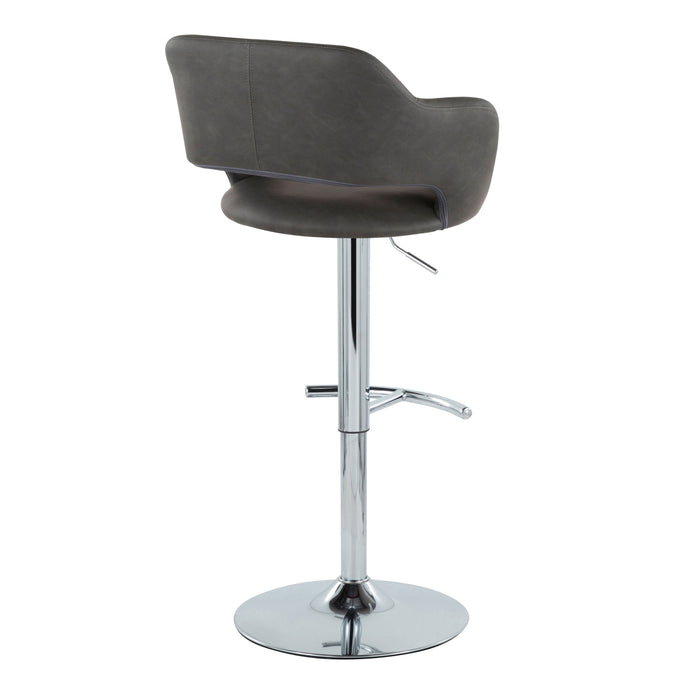 Margarite - Contemporary Ajustable Barstool With Swivel With Rounded T Footrest (Set of 2)