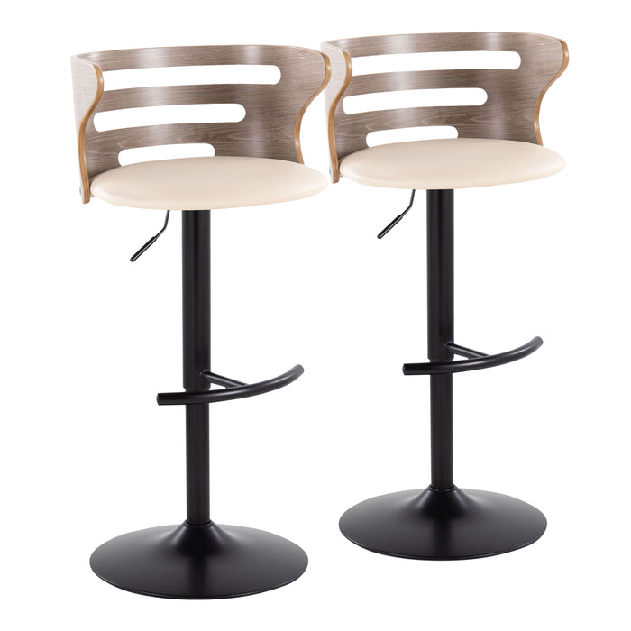 Cosi - Mid Century Modern Adjustable Barstool, Swivel With Rounded T Footrest (Set of 2)