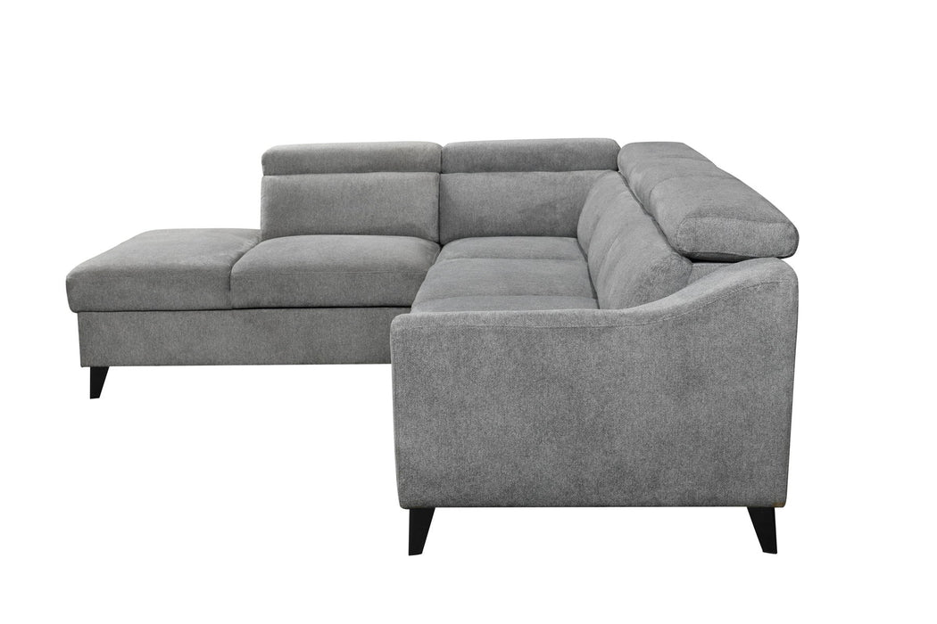 Wrenley - Chenille Sectional Sofa With Sleeper Storage - Gray