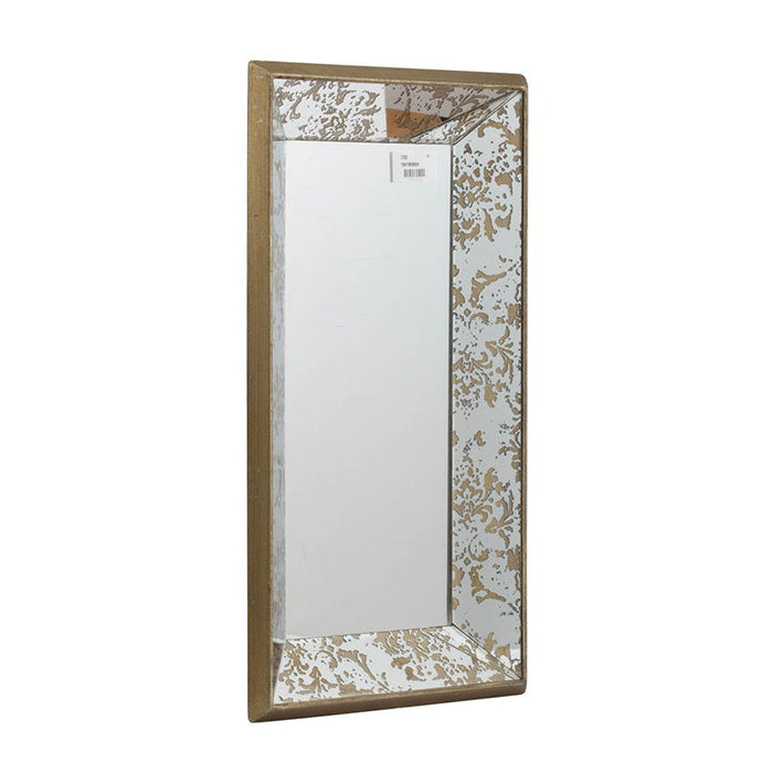 Rectangle Mirror With Floral Accents, Mirrored Display Tray, Hanging Wall Mirror - Antique Silver