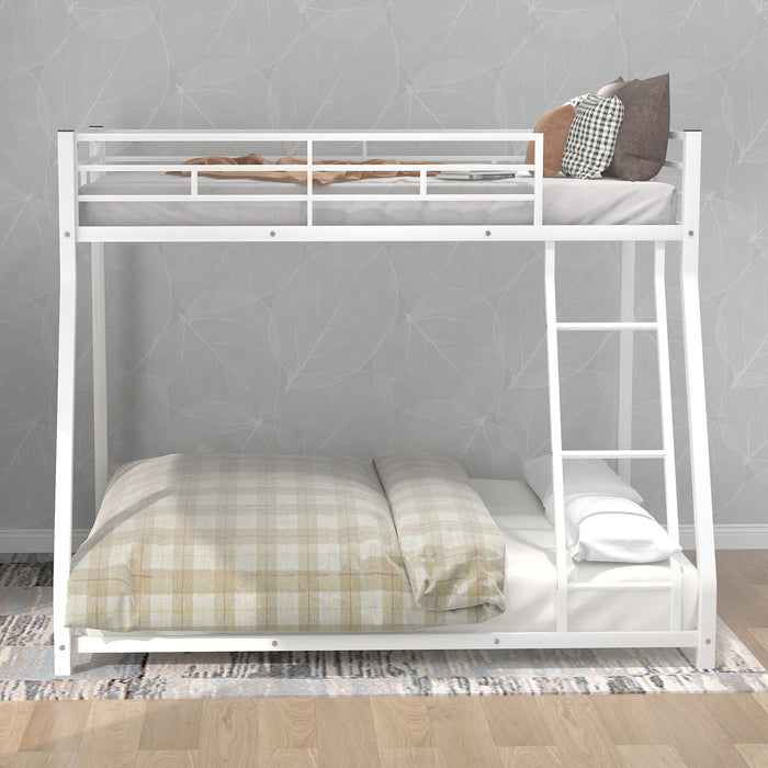 Metal Floor Bunk Bed, Twin Over Full - White