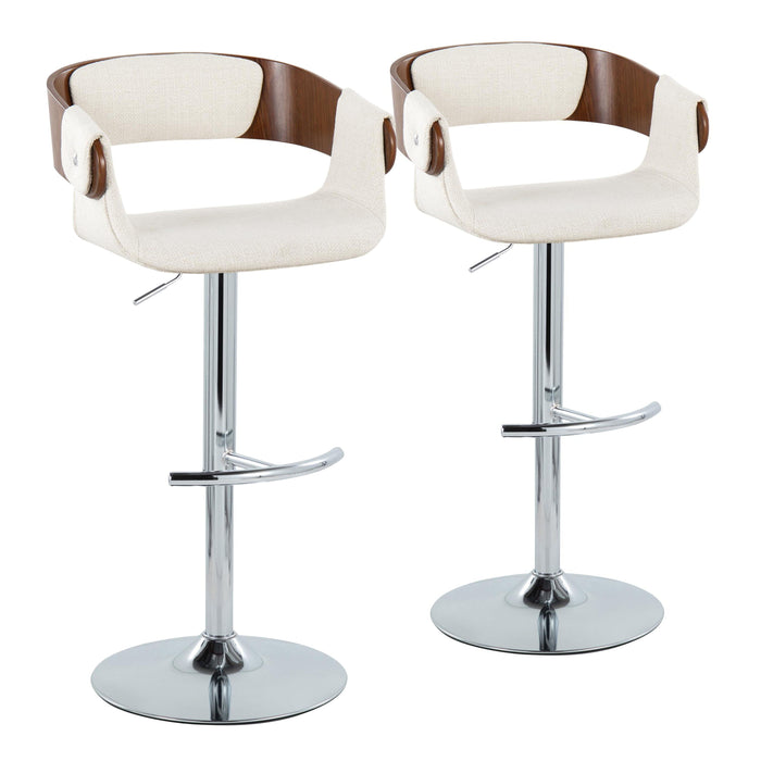 Elisa - Mid Century Modern Adjustable Barstool With Swivel With Rounded T Footrest (Set of 2)