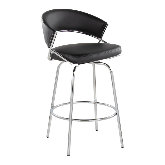 Jie - Fixed Height, Contemporary Counter Stool With Swivel Round Footrest (Set of 2)