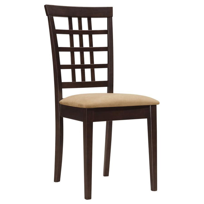 Microfiber Peat - Kelso Lattice Back Dining Chairs Cappuccino (Set of 2)