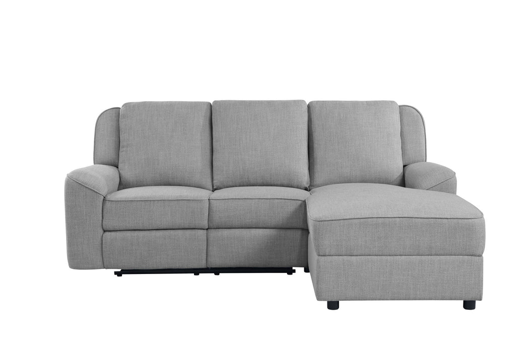 Destiny - Linen Sectional Sofa With Dropdown Table - Gray