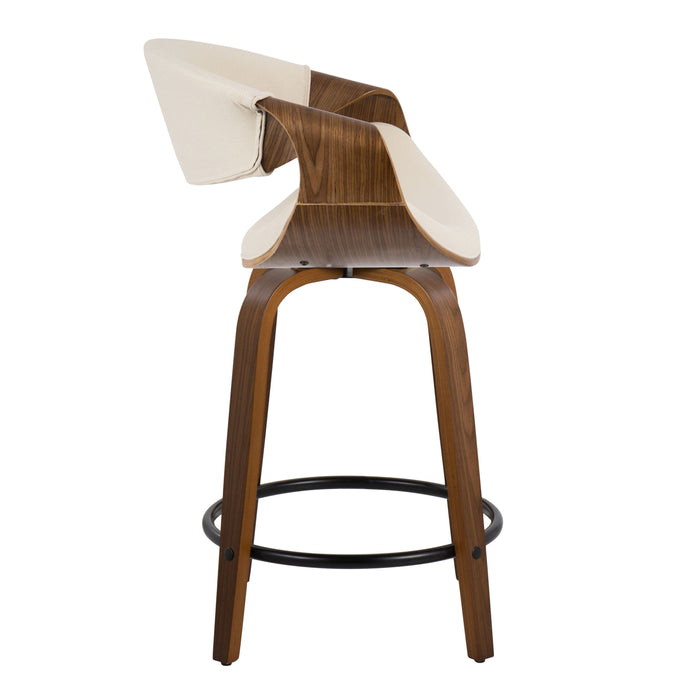 Curvini Mid - Century Modern Fixed Height Counter Stool With Swivel (Set of 2)