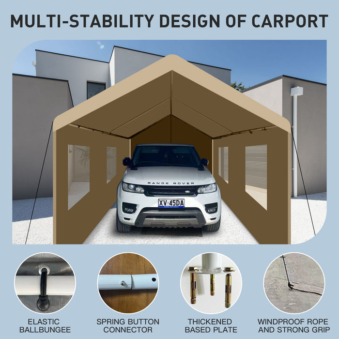 Carport, 10x20 Heavy Duty Portable Carport Garage Tent For Outdoor Storage Shelter