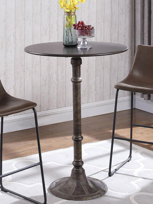 Rec Room/ Bar Tables: Rustic/industrial - Round Bar Table Dark Russet And Antique Bronze