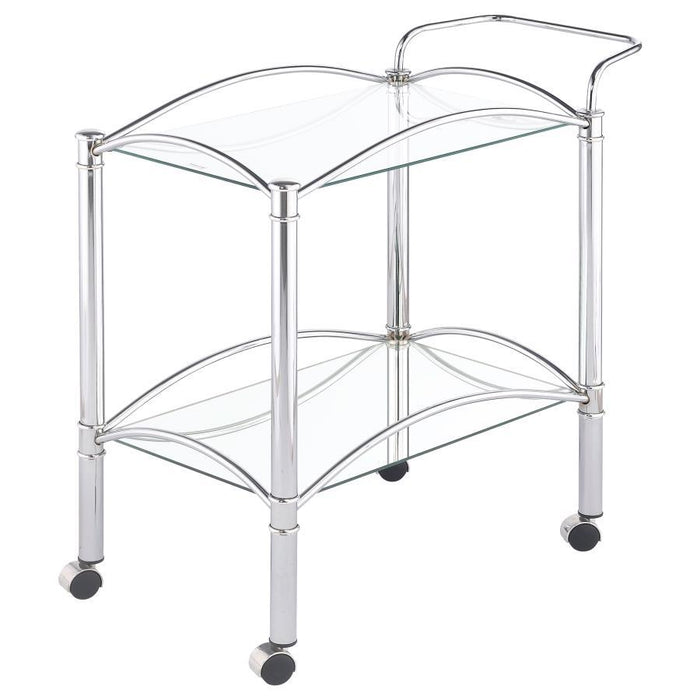 Rec Room: Serving Carts - 2-tier Serving Cart With Glass Top Chrome And Clear