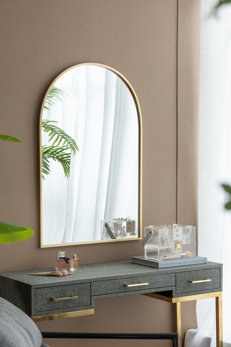 Arched Accent Mirror With Metal Frame For Bathroom, Bedroom, Entryway Wall - Gold