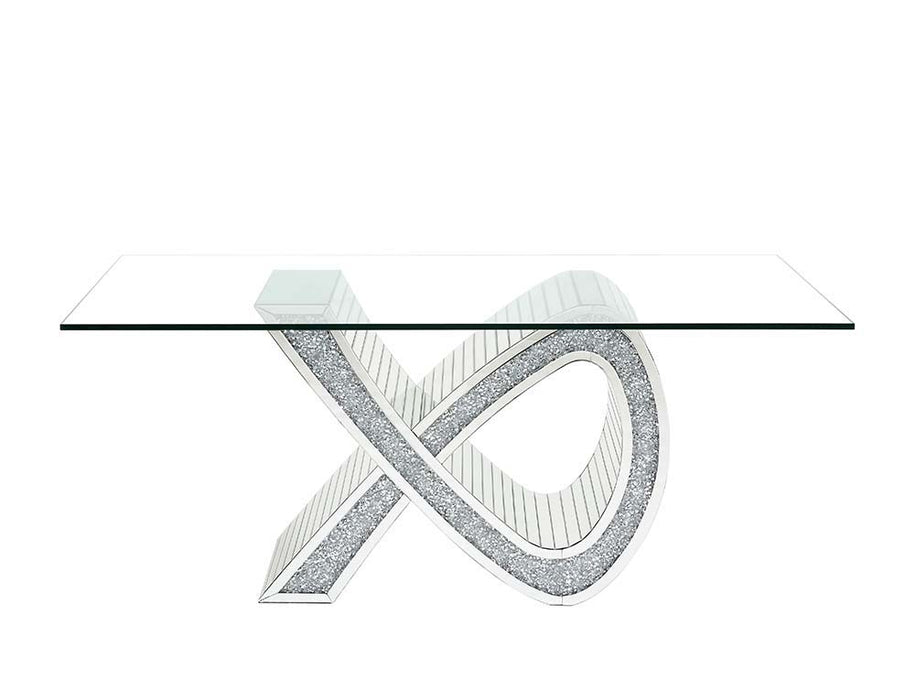 Noralie - Dining Table - Mirrored & Faux Diamonds - Glass