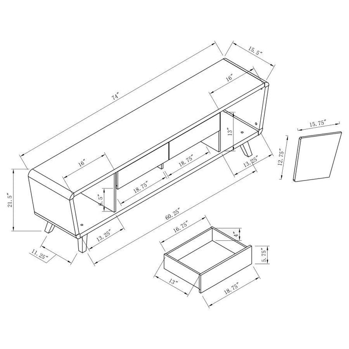 Living Room : Tv Consoles - 2-drawer Tv Console Dark Walnut And Glossy White