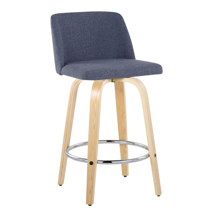 Toriano - Contemporary Fixed-Height Counter Stool With Swivel And Round Footrest (Set of 2)