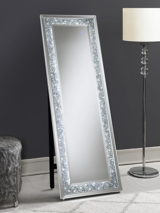 Rectangular Standing Mirror With Led Lighting Silver