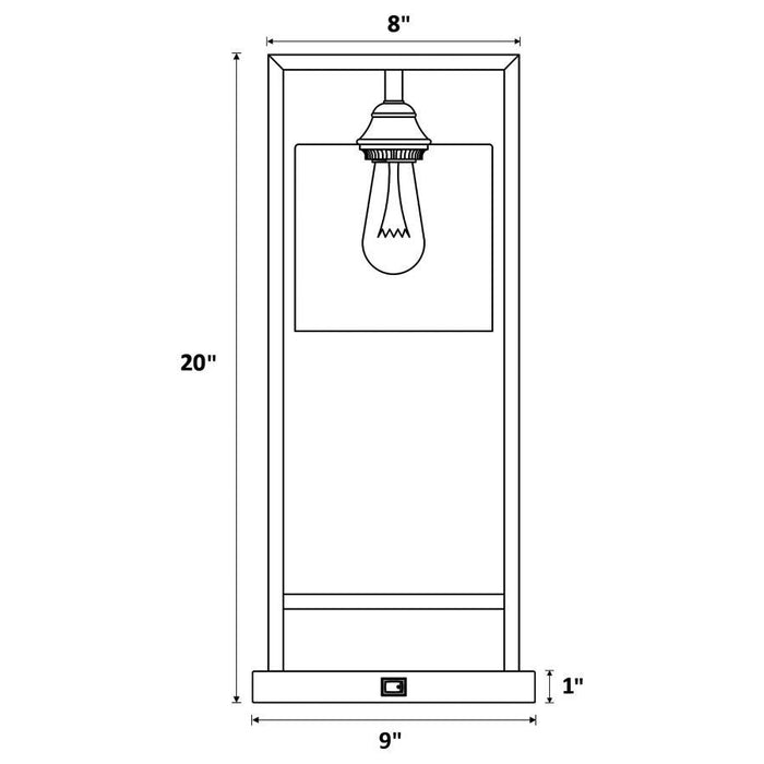 Glass Shade Table Lamp Black