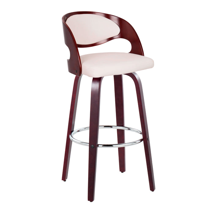 Pino - Mid Century Modern Fixed Height Barstool With Swivel & Round Footrest (Set of 2)