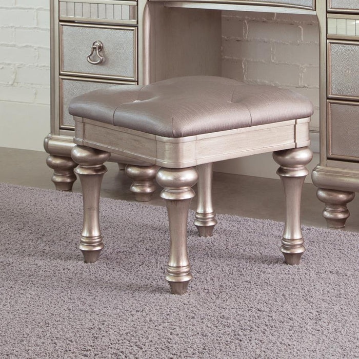 Bling Game Collection - Metallic - Upholstered Vanity Stool Metallic Platinum