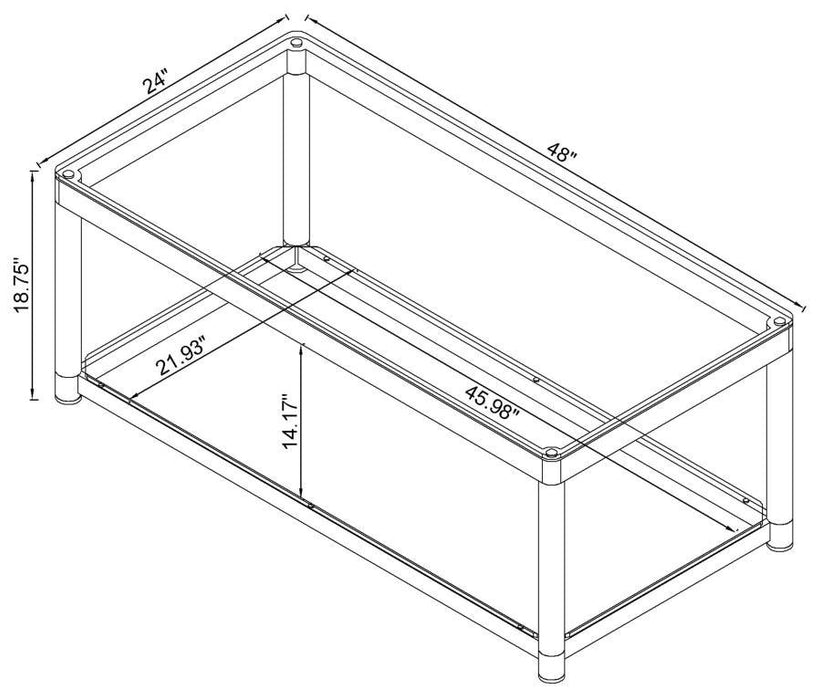 Living Room: Glass Top Occasional Tables - Claude Coffee Table With Lower Shelf Chrome And Clear