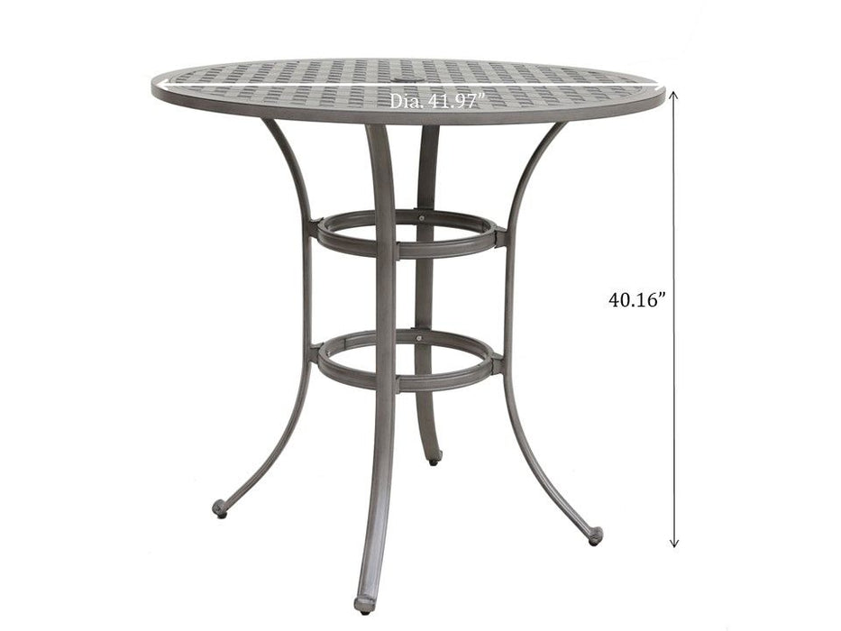 42" Cast Aluminum Round Bar Table - Gray