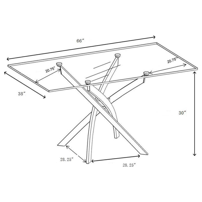 Carmelo - 5 Piece Rectangular Dining Set - Chrome And Black