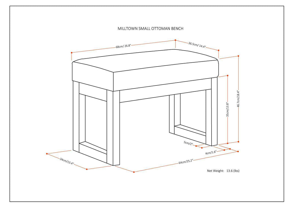 Milltown - Footstool Small Ottoman Bench