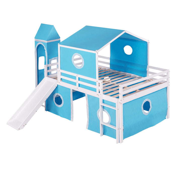 Loft Bed With Slide Tent And Tower