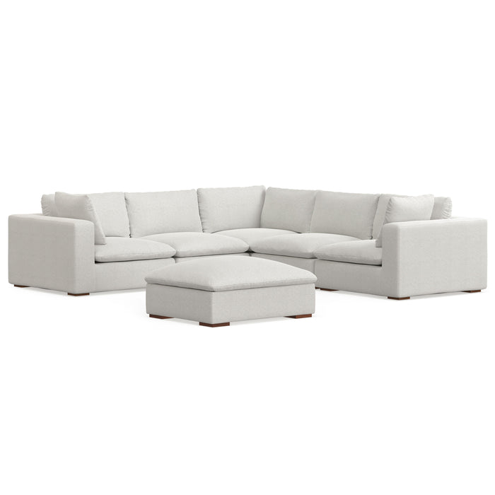 Jasmine - Corner Sectional Sofa and Ottoman - Cloud Gray