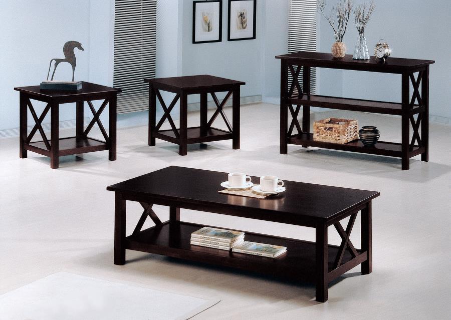 Living Room : Occasional Sets - Sofa Table With 2-shelf Deep Merlot