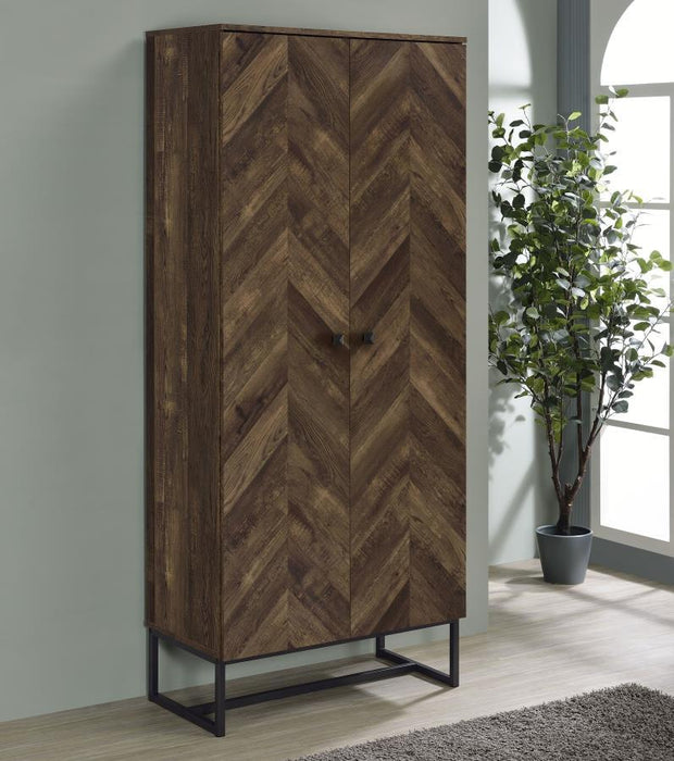 Carolyn - 2-Door Accent Cabinet - Rustic Oak And Gunmetal - Wood