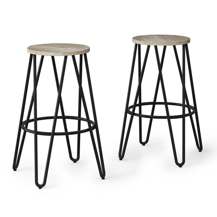 Simeon - 26" Metal Counter Height Stool with Wood Seat (Set of 2)