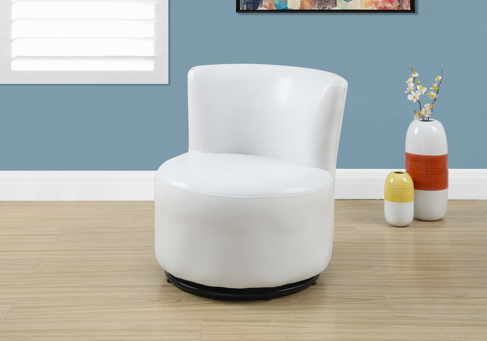 Juvenile Chair, Accent, Kids, Swivel, Upholstered Leather Look, Contemporary, Modern - White