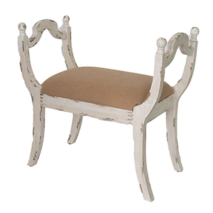 Harlow - Bench, Farmhouse / French Country Style Vanity Chair - Beige / White