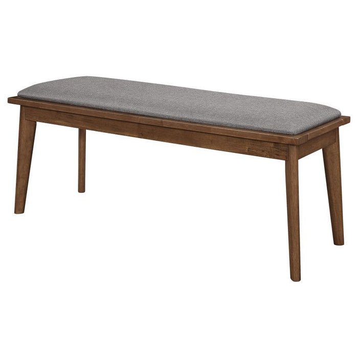 Gray - Alfredo Upholstered Dining Bench Grey And Natural Walnut