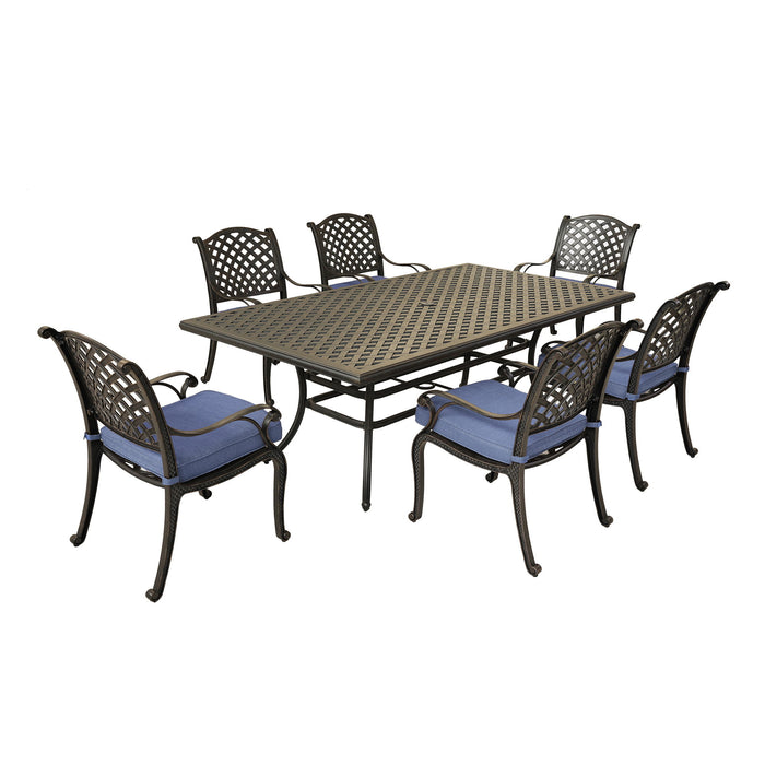 Rectangular 6 Person 85.83" Long Dining Set With Cushions