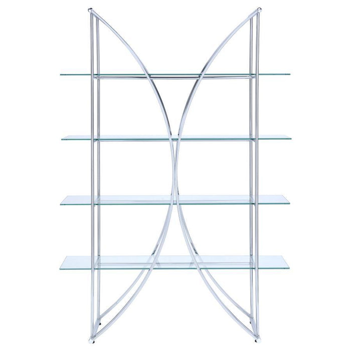 Larson - 4-Shelf Glass Bookshelf - Chrome