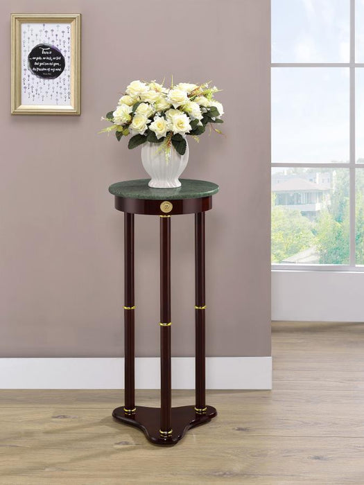 Round Marble Top Accent Table Merlot