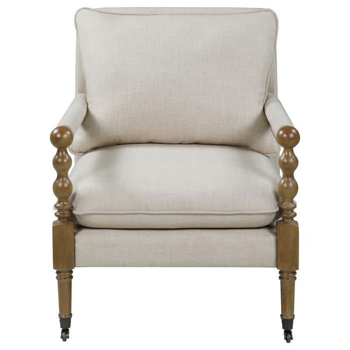 Beige - Upholstered Accent Chair With Casters Beige