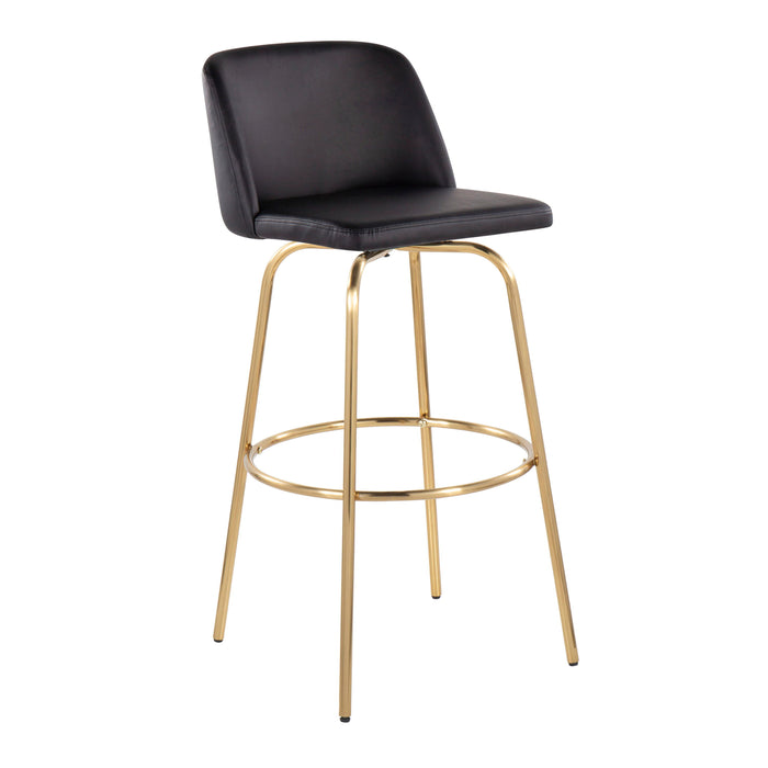 Toriano - Contemporary Fixed Height Barstool With Swivel And Round Footrest (Set of 2)