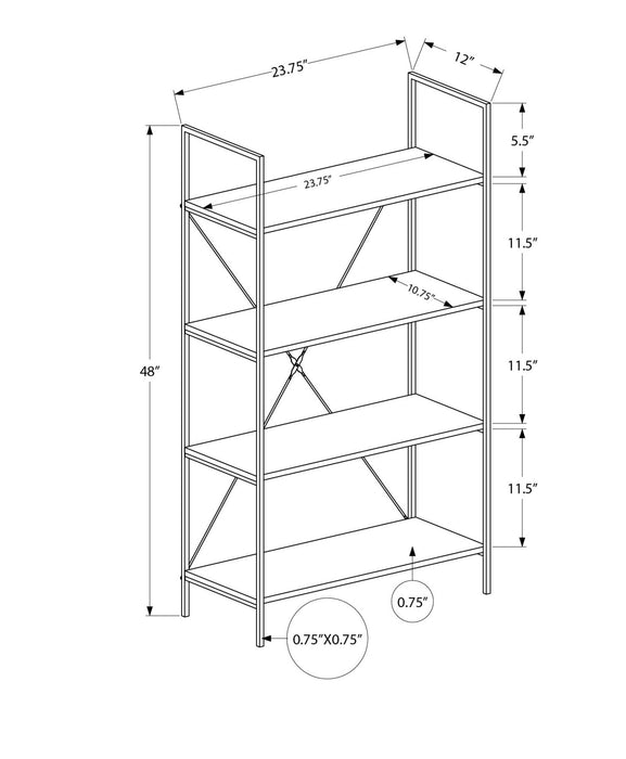 Bookshelf, Bookcase, 4 Tier, Office, Bedroom, Contemporary, Modern - White