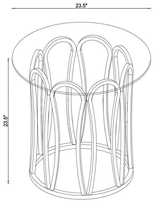 Round End Table Chocolate Chrome And Clear