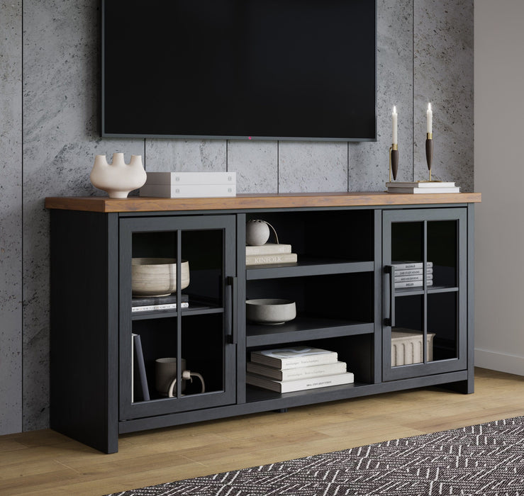 Essex - 67" TV Stand Console For TVs Up To 80" - Black And Whiskey