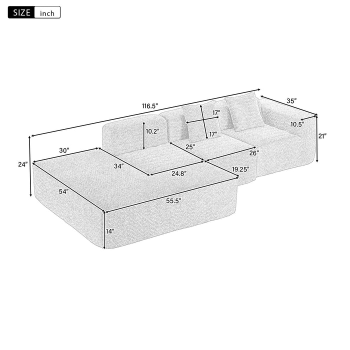 Sectional Sofa Full-Compressed Sofa Couch Free-Combined Sofa For Living Room