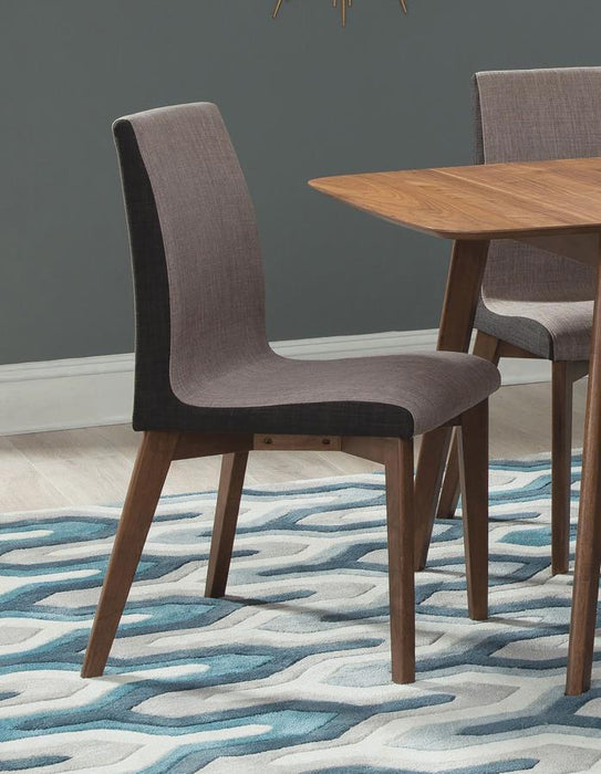 Redbridge Collection - Light Grey - Redbridge Upholstered Side Chairs Grey And Natural Walnut (Set of 2)