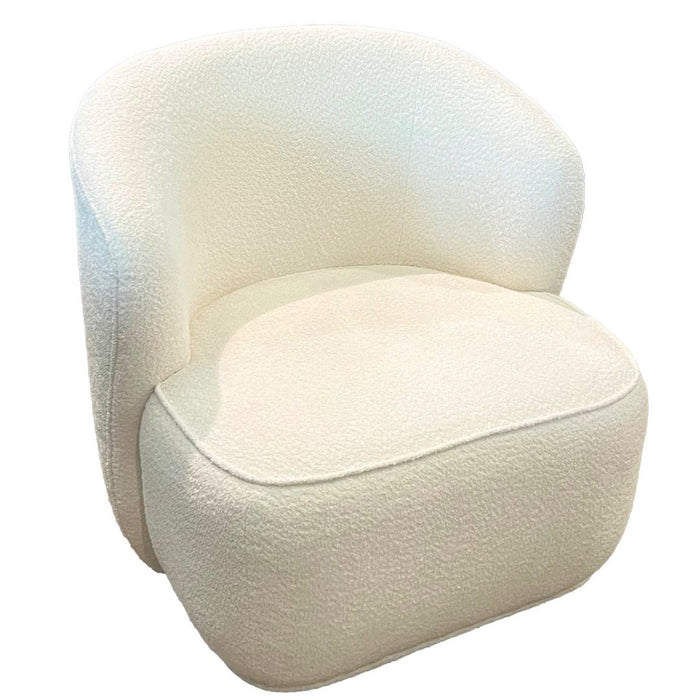 Swivel Boucle Fabric Chair - White