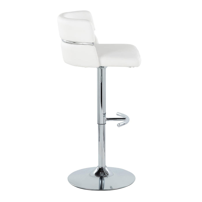 Cinch - Contemporary Adjustable Barstool With Swivel With Rounded T Footrest (Set of 2) - Chrome / White