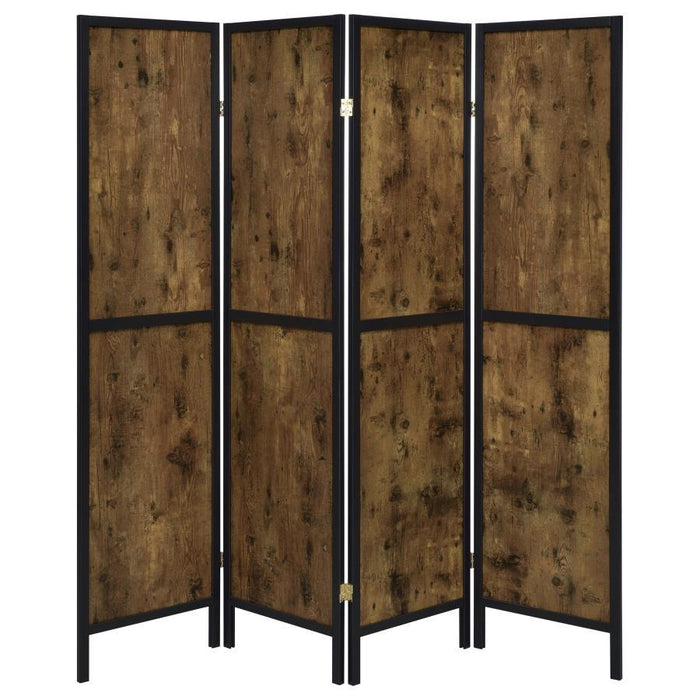 4-panel Folding Screen Antique Nutmeg And Black