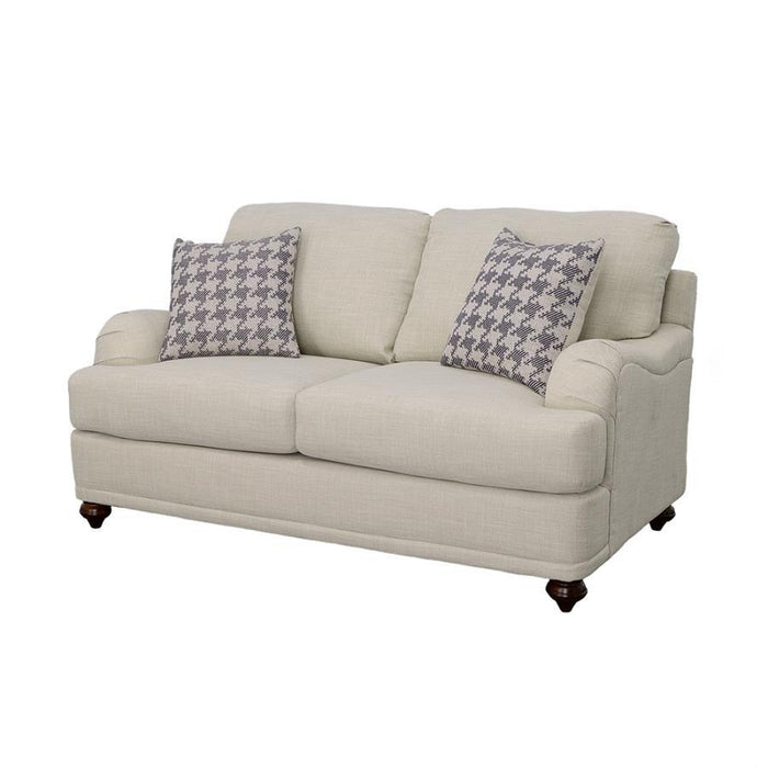 Glenn - Recessed Arms Loveseat - Light Gray